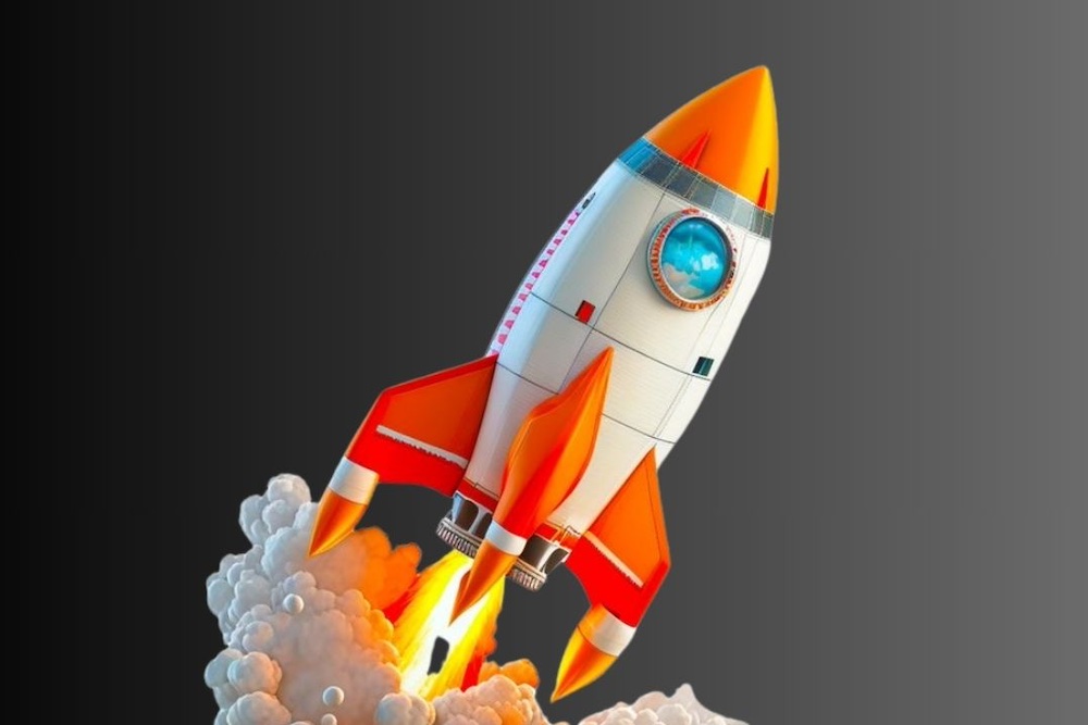 rocket indicating bitcoin surge